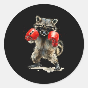 Funny Raccoon Costume Sport Boxing Gloves Lovers  Classic Round Sticker