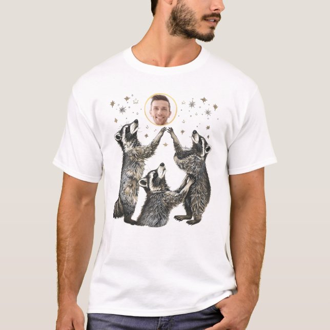 Funny Raccoon Custom Photo Template T-Shirt (Front)