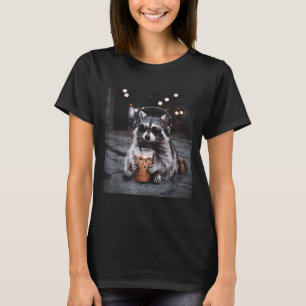 Funny Raccoon Drinking Iced Coffee Animal Meme Men T-Shirt