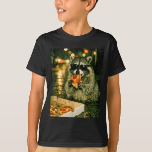 Funny raccoon eating pizza animal meme trash panda T-Shirt