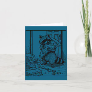 Funny raccoon eating pizza for women men kids food card