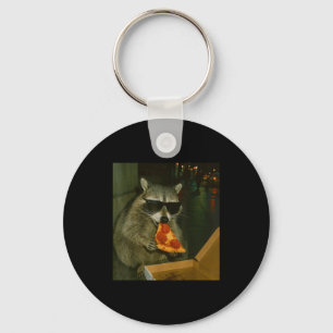 Funny Raccoon Eating Zza Animal Meme  Keychain