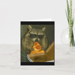 Funny Raccoon Eating Zza Animal Meme Raccoon  Card