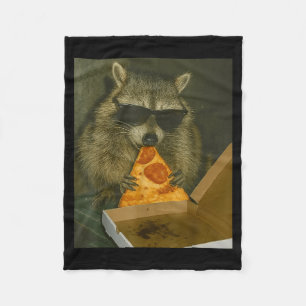 Funny Raccoon Eating Zza Animal Meme Raccoon  Fleece Blanket
