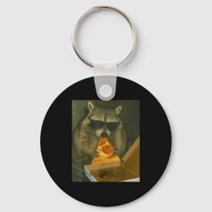 Funny Raccoon Eating Zza Animal Meme Raccoon  Keychain