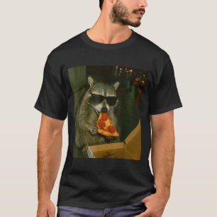 Funny Raccoon Eating Zza Animal Meme  T-Shirt