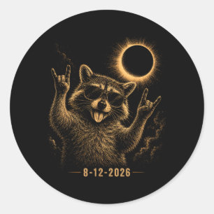 Funny Raccoon Eclipse August 12 2026 Solar Event Classic Round Sticker