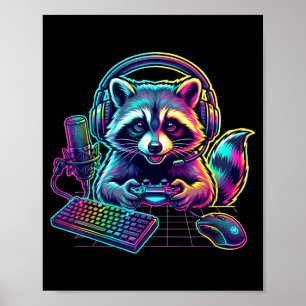 Funny Raccoon Gamer Video Game Gaming Lover  Poster