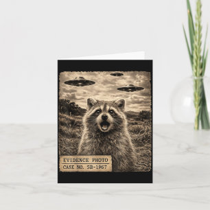 Funny Raccoon Graphic Alien Ufo Evidence Photo Card