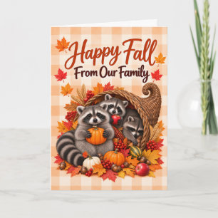 Funny Raccoon Happy Fall From Our Family Card