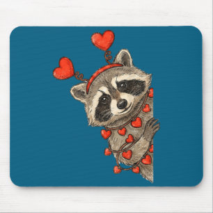 Funny Raccoon Heart Valentine Animal Raccoon Lover Mouse Pad