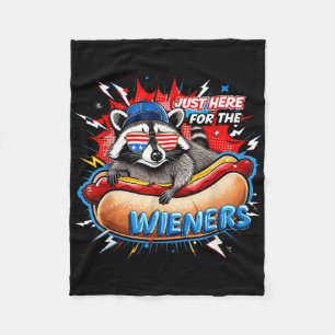 Funny Raccoon Hot Dog 4th Of July Bbq Party Humour Fleece Blanket