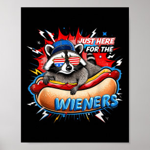Funny Raccoon Hot Dog 4th Of July Bbq Party Humour Poster
