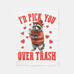 Funny Raccoon I’d Ck You Over Trash Valentines Day Fleece Blanket
