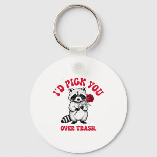 Funny Raccoon I’d Ck You Over Trash Valentines Day Keychain