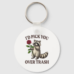 Funny Raccoon I’d Ck You Over Trash Valentines Day Keychain