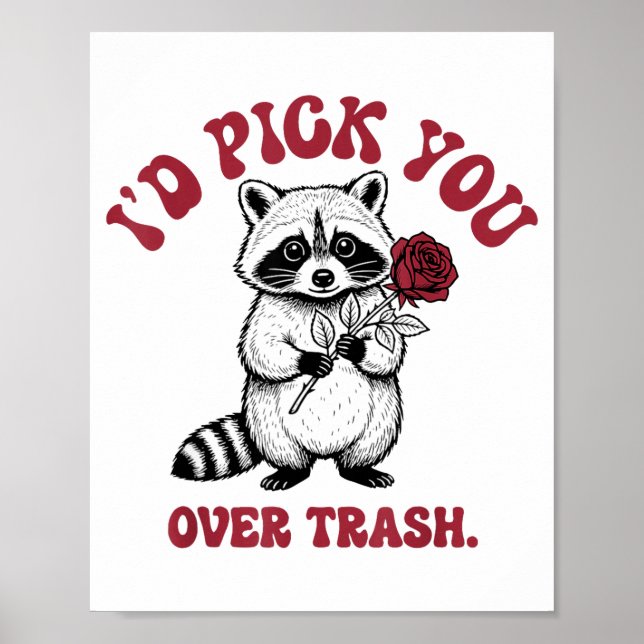 Funny Raccoon I’d Ck You Over Trash Valentines Day Poster (Front)