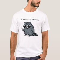 Funny Raccoon “I Require Snacks” Cartoon Design