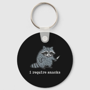 Funny Raccoon I Require Snacks For Men Women  Keychain