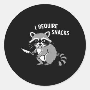 Funny Raccoon I Require Snacks Halloween Humour 1 Classic Round Sticker