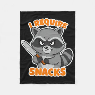 Funny Raccoon I Require Snacks Halloween Humour Ca Fleece Blanket