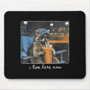 Funny Raccoon Live Here Cute Animal Baseball Lover Mouse Pad