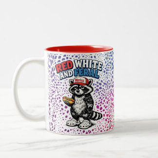 Funny Raccoon Mug Red White and Feral