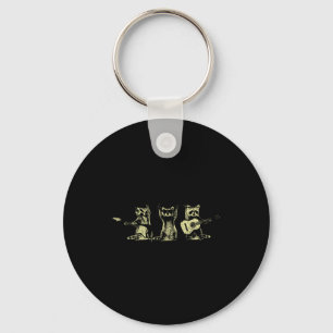 Funny Raccoon Music Band Electric Acoustic Guitar Keychain