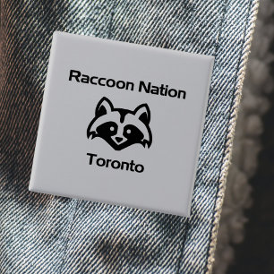 Funny Raccoon Nation Toronto Light-Monotone 2 Inch Square Button