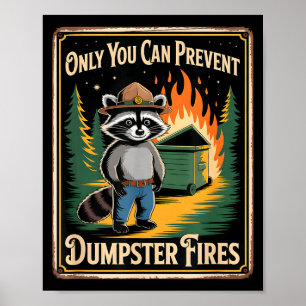Funny raccoon only you can prevent dumpster fires poster
