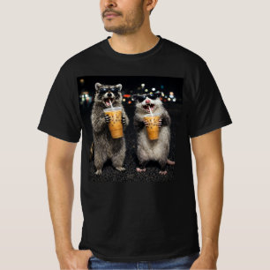 Funny Raccoon Opossum Drinking Iced Coffee – Anima T-Shirt