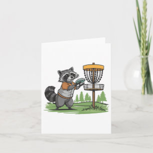 Funny Raccoon Play Disc Golf Art For Men Women Kid Card