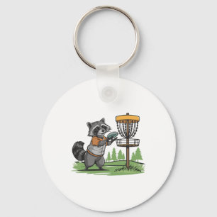 Funny Raccoon Play Disc Golf Art For Men Women Kid Keychain