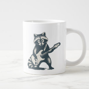 Funny Raccoon Playing Electric Guitar Large Coffee Mug