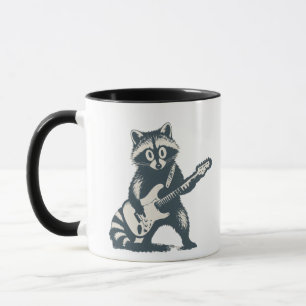 Funny Raccoon Playing Electric Guitar Mug