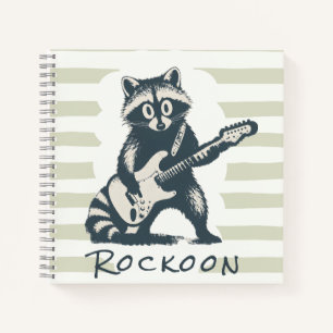 Funny Raccoon Playing Electric Guitar Notebook