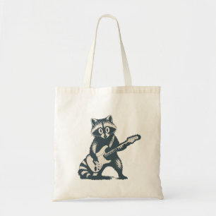 Funny Raccoon Playing Electric Guitar Tote Bag