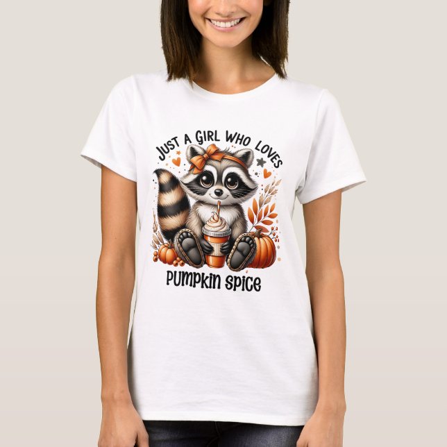 Funny Raccoon Pumpkin Spice Fall T-Shirt (Front)