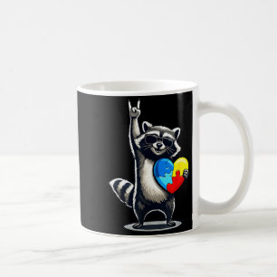 Funny raccoon rock on tism men women kids autism coffee mug