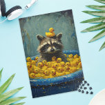 Funny Raccoon Rubber Duck Pool Jigsaw Puzzle<br><div class="desc">Add playful mischief and cheerful colour to your puzzle collection with this funny raccoon rubber duck pool jigsaw puzzle. Featuring an adorable raccoon sitting in a bright blue pool surrounded by a lively crowd of yellow rubber ducks, this whimsical artwork blends curious expression, splashy energy, and humourous charm into one...</div>