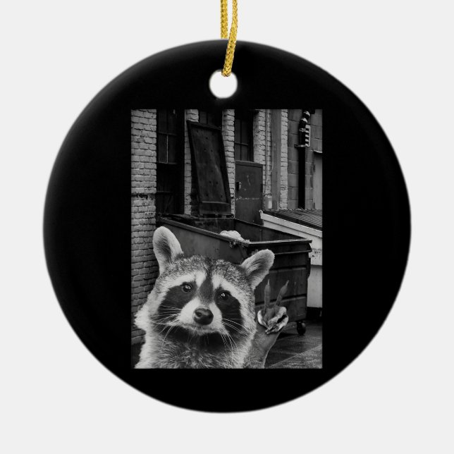 Funny Raccoon Selfie Raccoon Funny Raccoon Ceramic Ornament (Front)