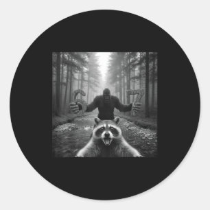 Funny Raccoon Selfie With Bigfoot 67 Six Seven Mem Classic Round Sticker