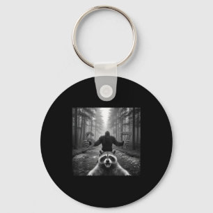 Funny Raccoon Selfie With Bigfoot 67 Six Seven Mem Keychain