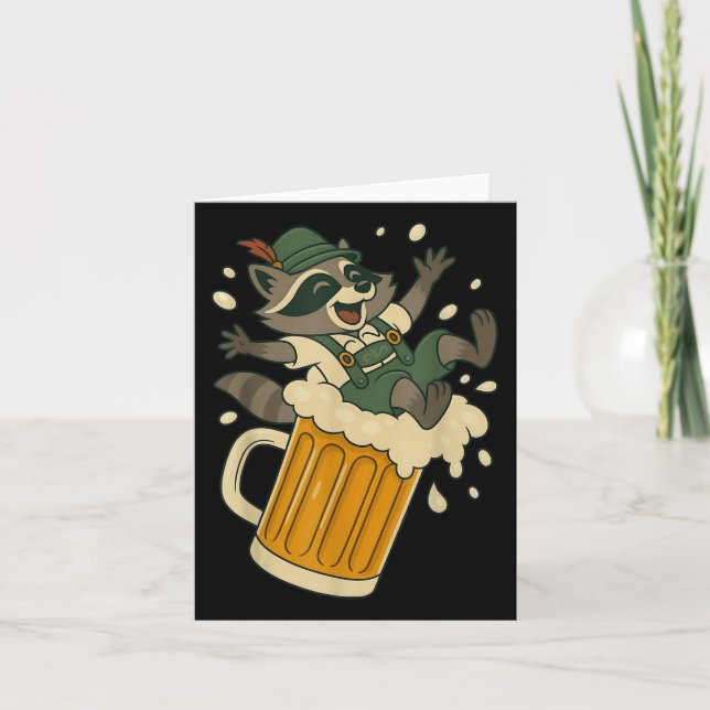 Funny Raccoon Sliding Down A Giant Beer Mug Foam  Card (Front)