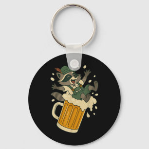 Funny Raccoon Sliding Down A Giant Beer Mug Foam  Keychain