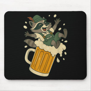 Funny Raccoon Sliding Down A Giant Beer Mug Foam  Mouse Pad