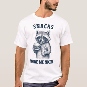 Funny Raccoon Snacks Humour Fast Food Animal Desig T-Shirt