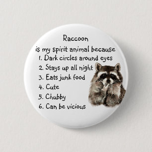 Funny Raccoon Spirit Animal Humor Cute Watercolor 2 Inch Round Button