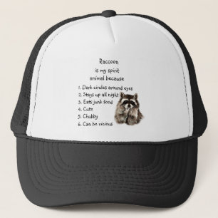 Funny Raccoon Spirit Animal Humor Cute Watercolor Trucker Hat