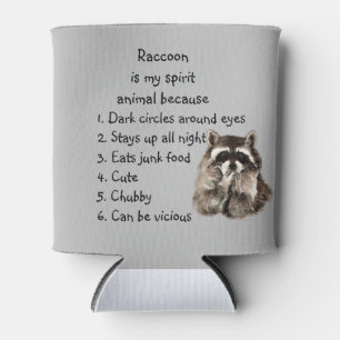 Funny Raccoon Spirit Animal Humour Cute Watercolor Can Cooler